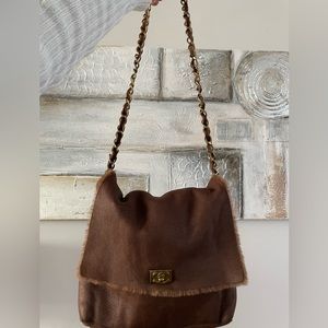 Chanel shearling messenger bag